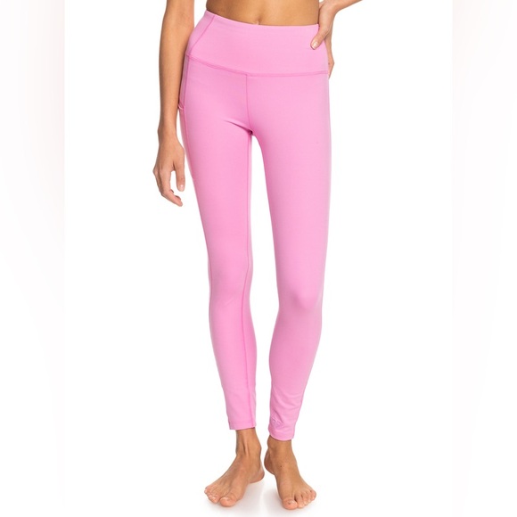 ROXY NWT Heart Into It Technical High Waisted Pink Leggings - Picture 3 of 9
